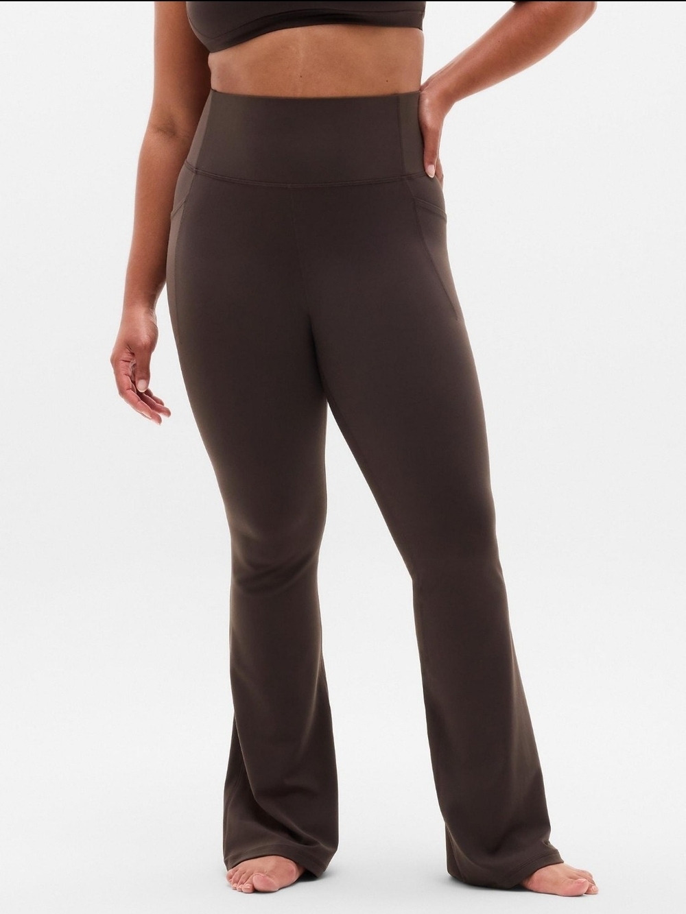 Athleta Salutation Stash Flare Pant Brown High Rise Yoga Pants 2X